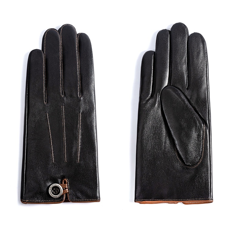 Boy Boy Boy Fashion Genuine Men, fleecegefüttert, dick gefüttert, Touchscreen-fähig, warm für Herbst und Winter, geeignet zum Reiten und Autofahren, Ziegenleder_voghion.com