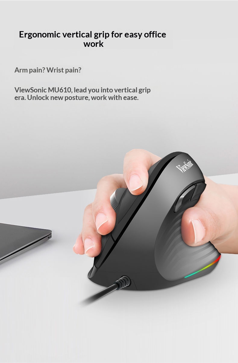 Digitex Digitex ViewSonic MW610 Ter Geçirmez Kaymaz Dikey Ergonomik Işıklı Fare Ofis ve Oyun İçin_voghion.com