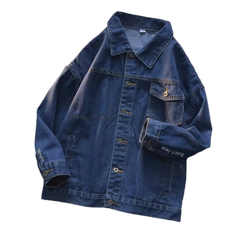 ragazzo Nuovo colletto rovesciato giacca in denim resistente a maniche lunghe per uomo stile giapponese marchio alla moda Ins autunno inverno europeo_voghion.com