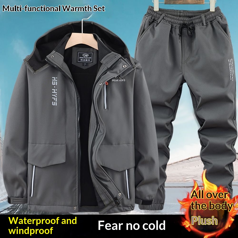 Dreifarbige Winterjacke für Jungen, Fleecegefüttert, dick gefüttert, wasserdicht, winddicht, warm, für Outdoor-Arbeit_voghion.com