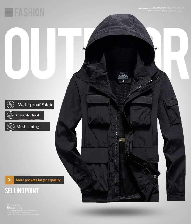 Veste homme Boy Cross-Border grande taille, séchage rapide, coupe ample, imperméable et coupe-vent pour sports de plein air_voghion.com