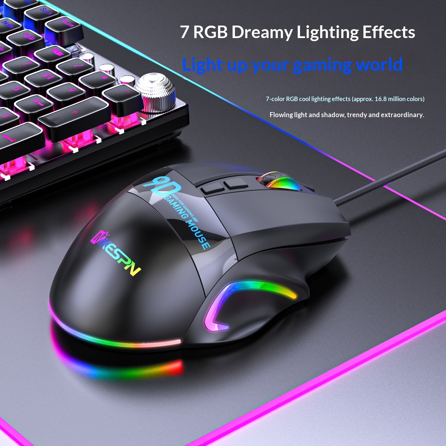 Digitex Digitex 12800 DPI Tam Hızlı Çok Düğmeli Oyun Faresi 9 Düğmeli Kablolu Tek Parça Toplu Bilgisayar Aksesuarları RGB E-Spor Sınıfı_voghion.com