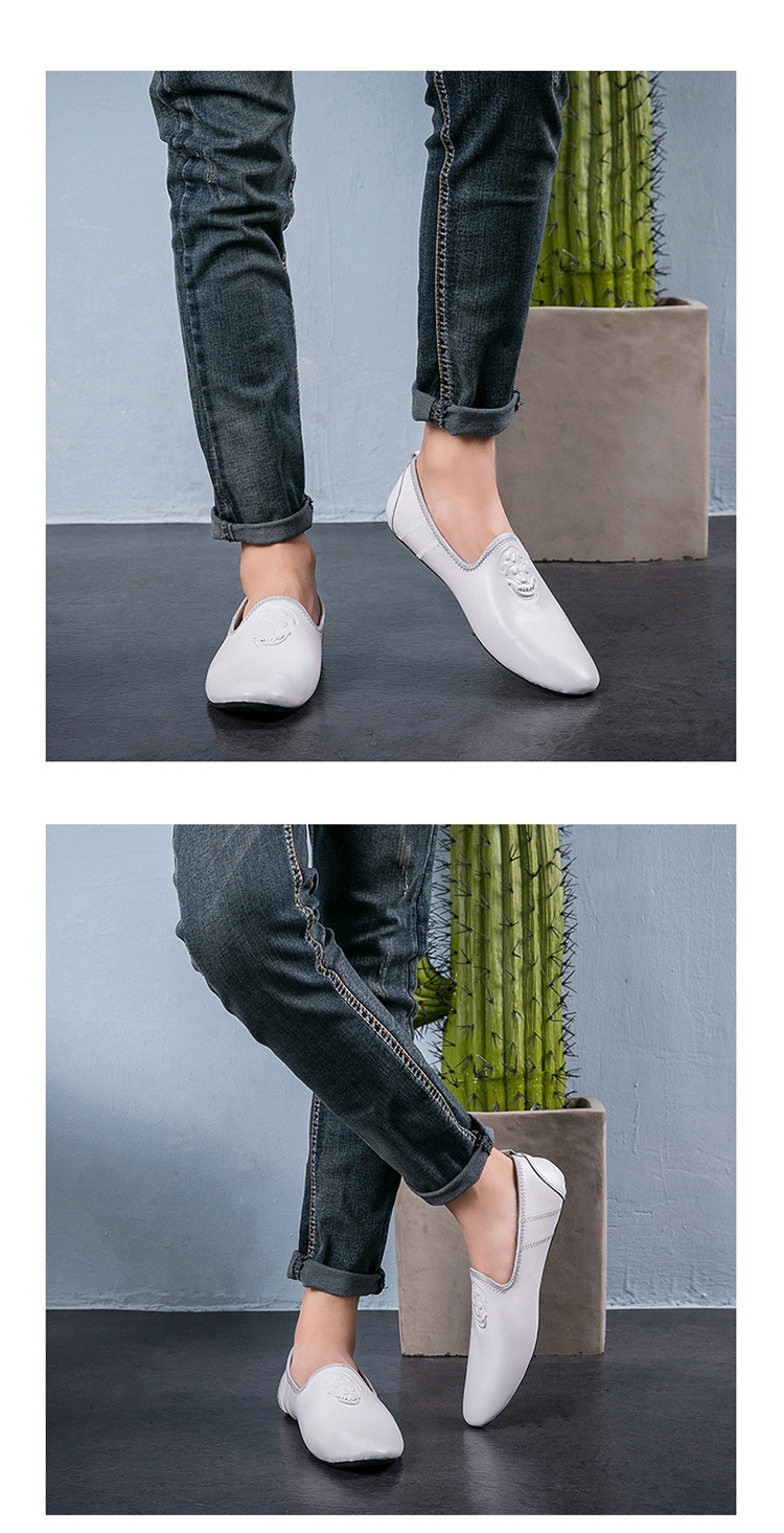 WalkPrime WalkPrime European Station Autumn Hairstylist Small Leather Skull Trendy New Men's Single Loafers Lazy Shoes Youth_voghion.com