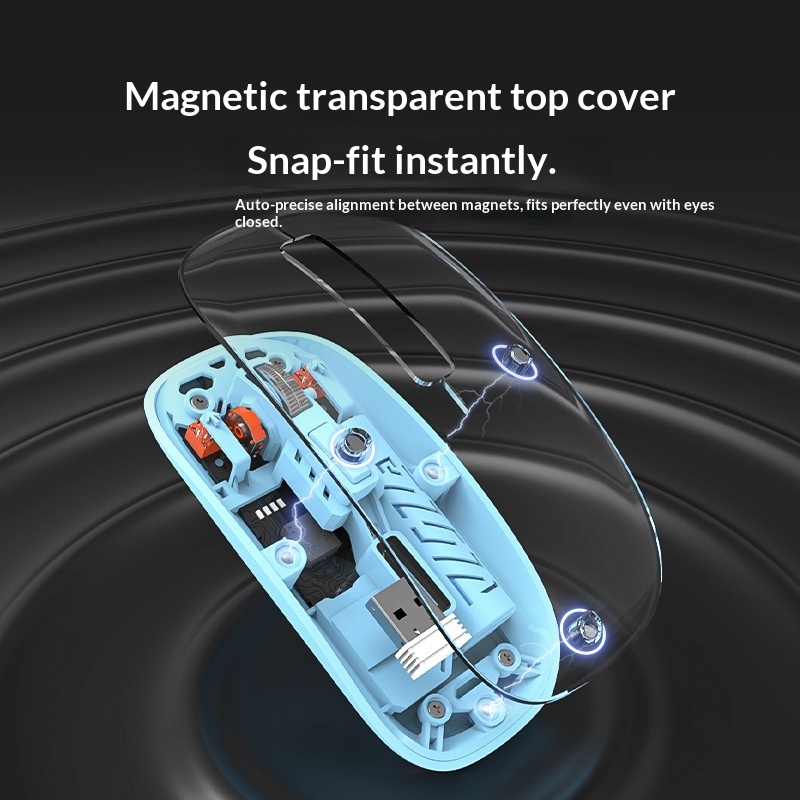 Digitex Digitex Transparent Wireless Bluetooth Dual-Mode Silent Office Optical Gaming Computer 2.4G Rechargeable Mouse_voghion.com