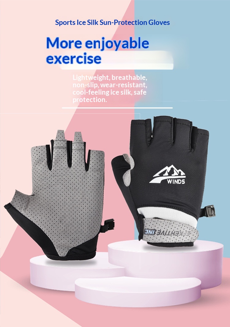 boy Boy Boy Sun Protection Gloves Men Sports Fitness Fingerless Summer Thin Ice Silk Breathable Fishing Delivery Riding Driving Half_voghion.com