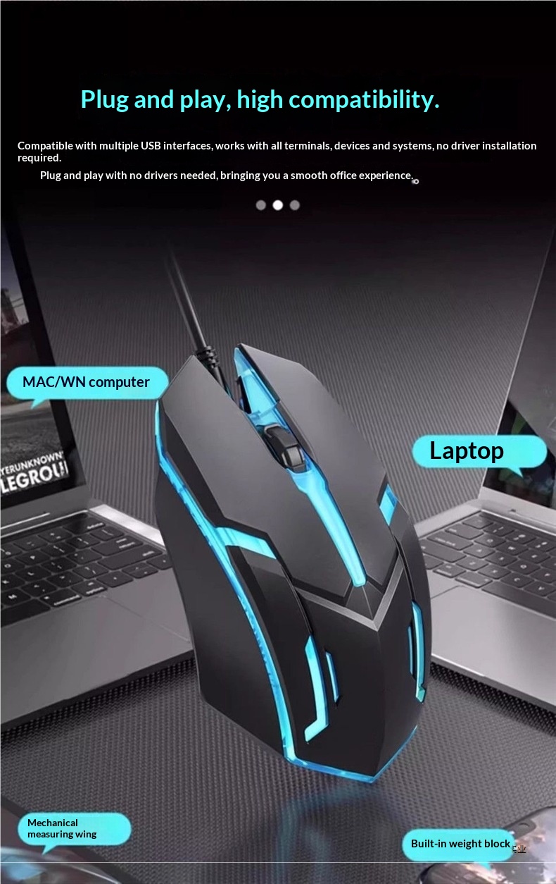 Digitex Digitex Glowing Gaming Wired E-sports Computer USB Adatto per laptop Dell da uomo e da donna Mouse Corpo umano_voghion.com
