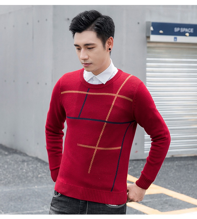boy Boy Boy Boy Winter New Round Neck For Men Korean Style Color Block Pullover Fashion Trendy Long Sleeve Warm Men's Knitted Sweater_voghion.com