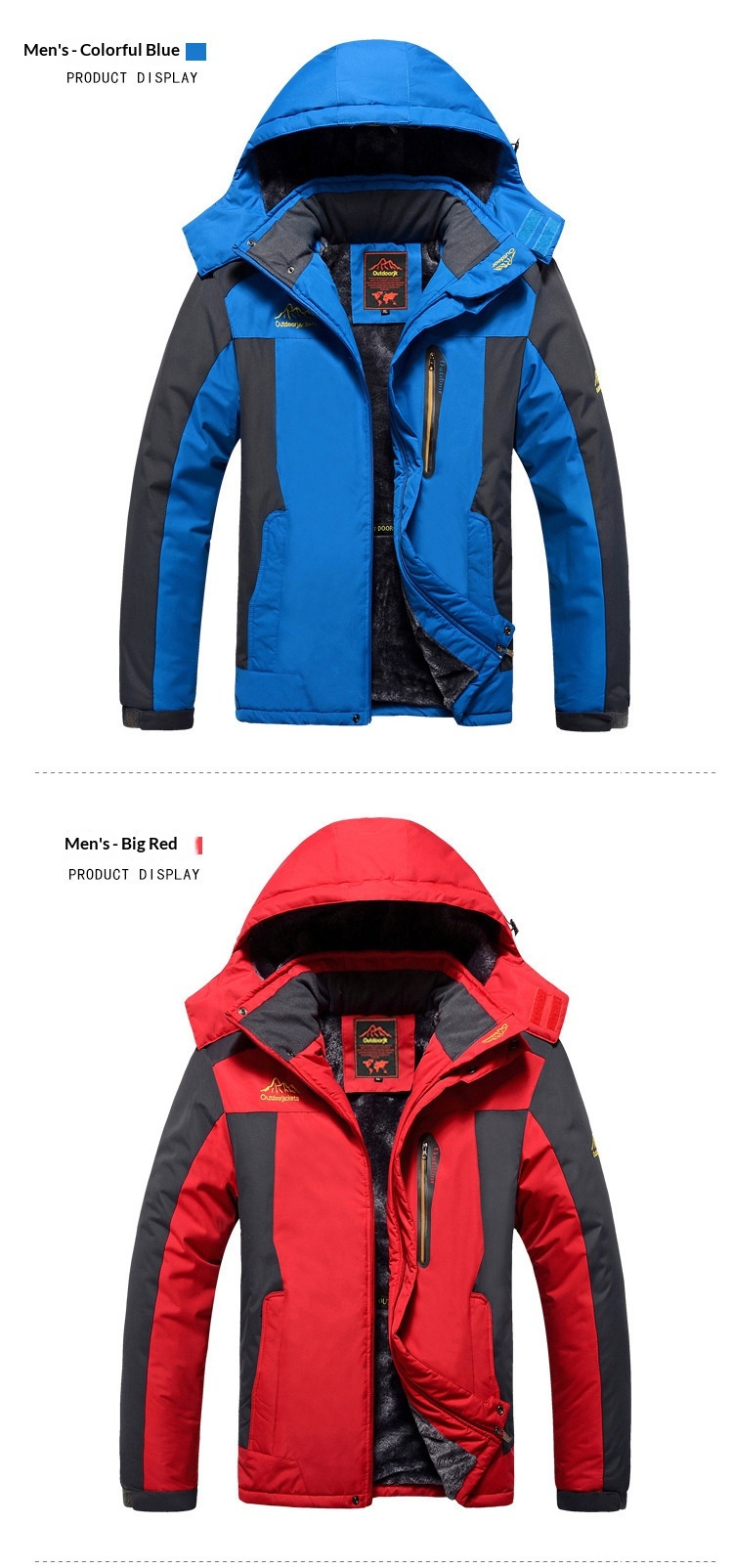 ragazzo Ragazzo 2025 Nuovo transfrontaliero di grandi dimensioni da uomo, giacca a vento spessa foderata in pile, sport all'aria aperta, caldo alpinismo_voghion.com