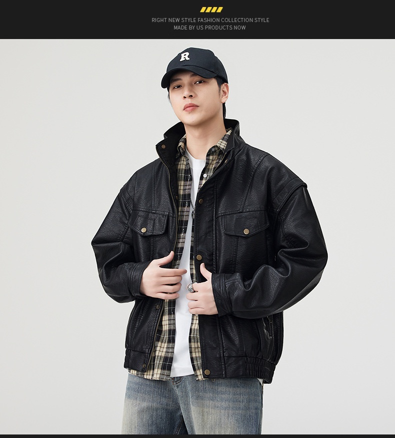 Giacca in pelle PU da pilota alla moda di strada europea e americana da uomo, alla moda, alla moda, in vendita all'ingrosso_voghion.com