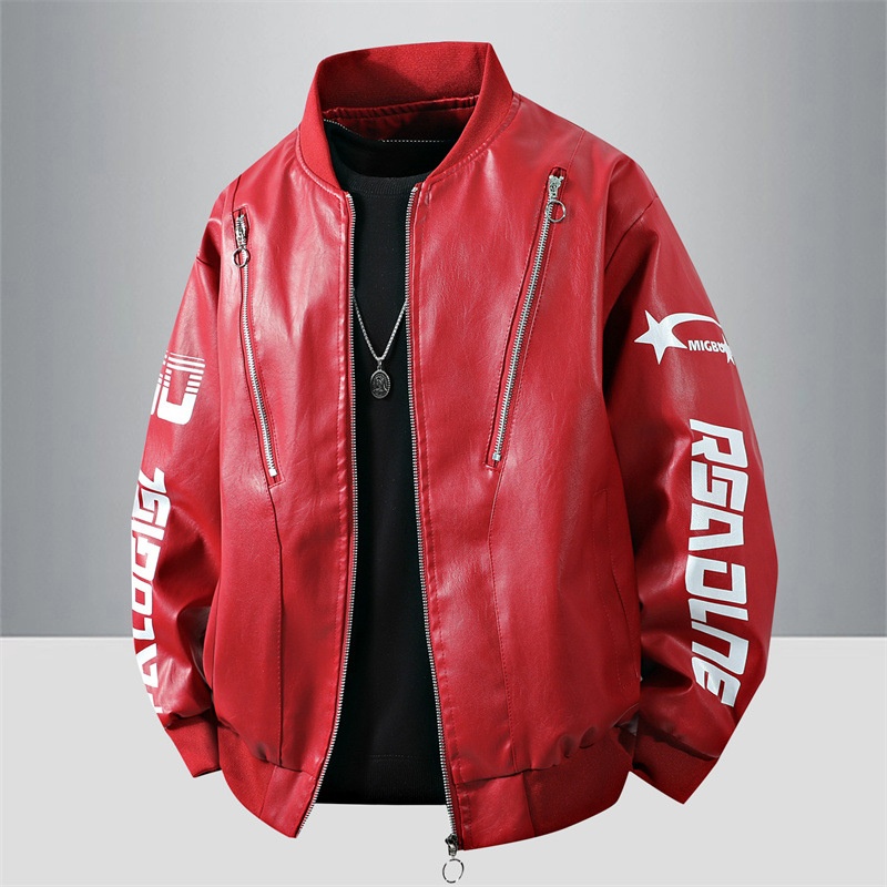 Giacca da motociclista in pelle da uomo larga, stile retrò hip-hop europeo e americano, all'ingrosso transfrontaliero_voghion.com