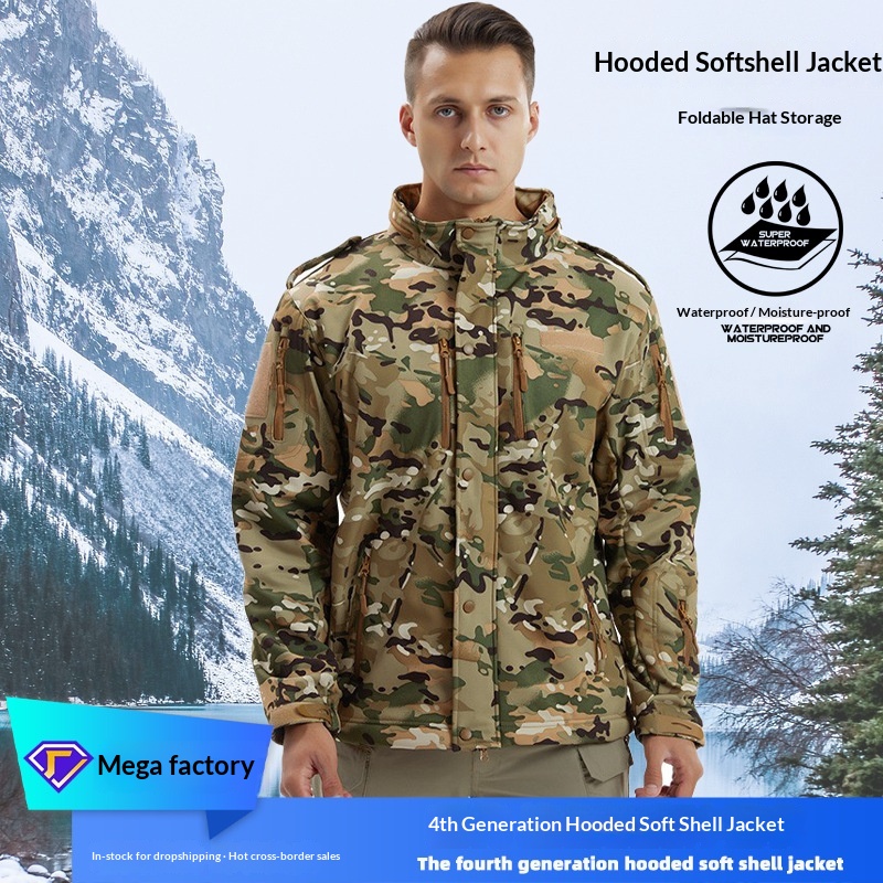 Veste polaire épaisse et chaude, coupe-vent, softshell de quatrième génération pour homme, idéale pour le cyclisme et les sports de plein air en automne et en hiver._voghion.com