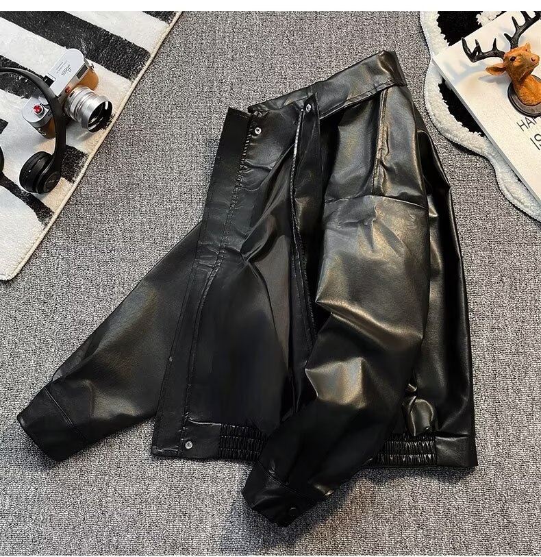 Giacca da aviatore in pelle PU da uomo alla moda di strada europea e americana, ampia e alla moda, disponibile in magazzino_voghion.com