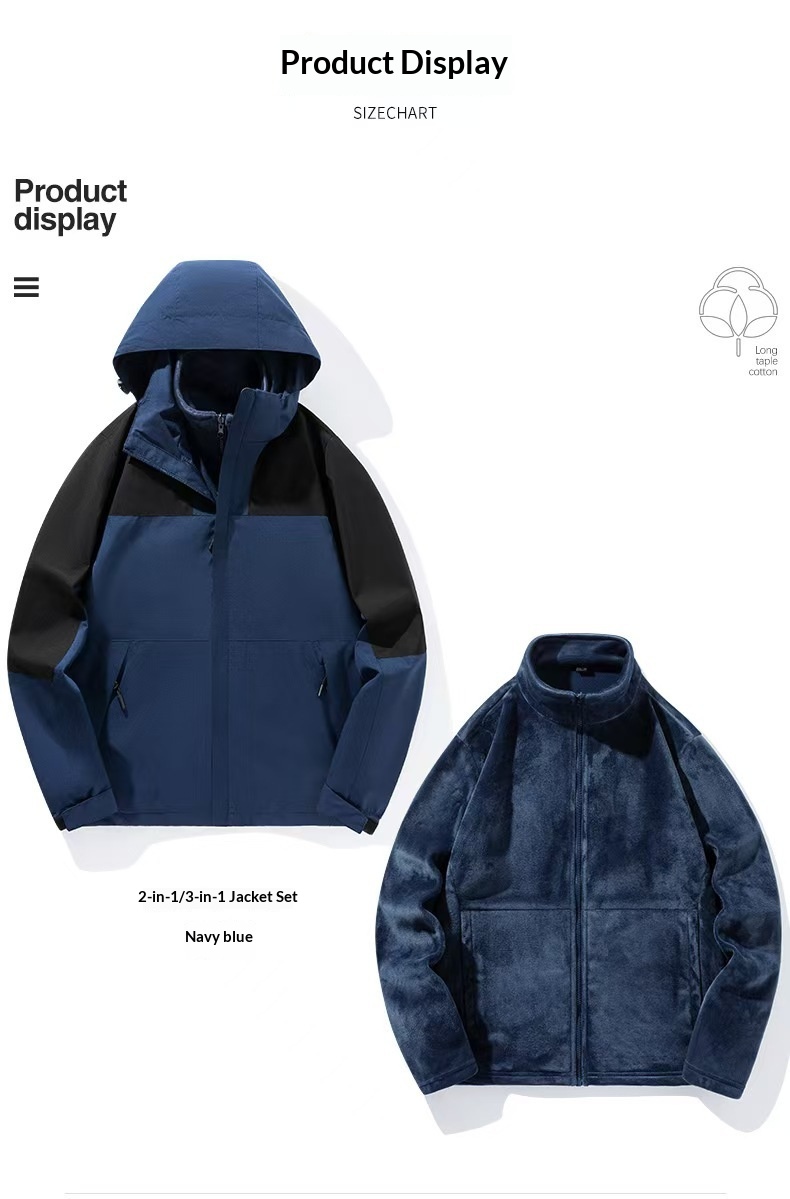 boy Boy 2024 Large Size Outdoor For Men Waterproof Windproof Detachable Windbreaker Jacket Coat With Removable Hood_voghion.com