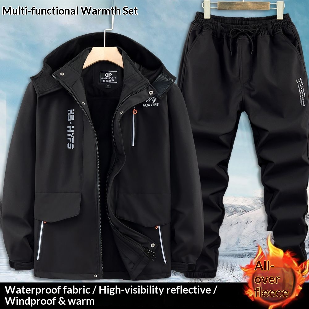 Dreifarbige Winterjacke für Jungen, Fleecegefüttert, dick gefüttert, wasserdicht, winddicht, warm, für Outdoor-Arbeit_voghion.com