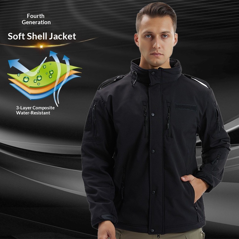 Veste polaire épaisse et chaude, coupe-vent, softshell de quatrième génération pour homme, idéale pour le cyclisme et les sports de plein air en automne et en hiver._voghion.com
