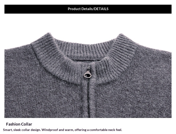 boy Boy Boy Boy Autumn Winter Middle-aged Men's Wool Zipper Cardigan Alpaca Knit Sweater Stand Collar Thickened Coat Wholesale_voghion.com