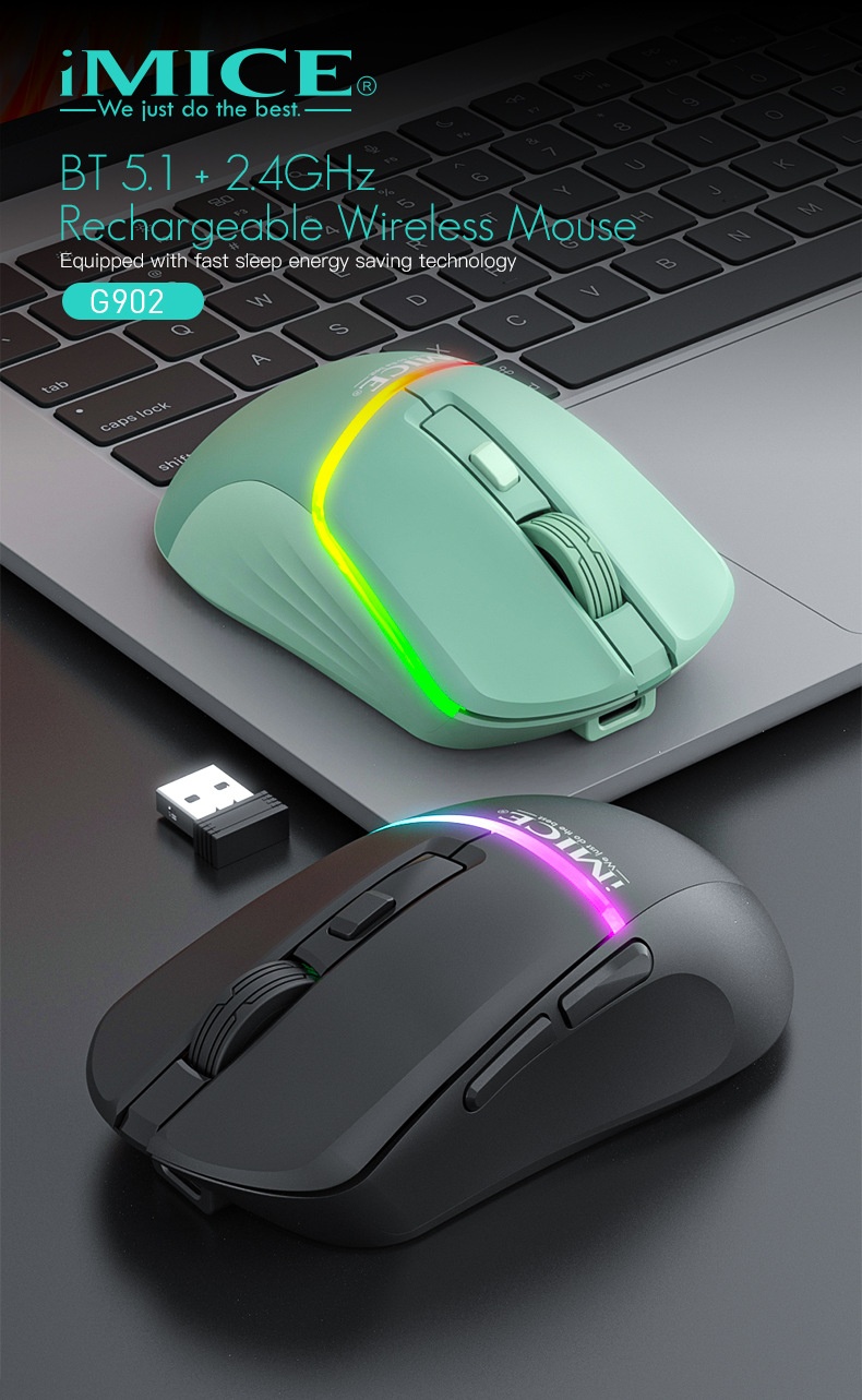 Digitex Digitex IMICE Factory Direct Supply Cross-Border Bluetooth Dual-Mode 6 Button RGB Rechargeable Silent Type-C Wireless Gaming_voghion.com