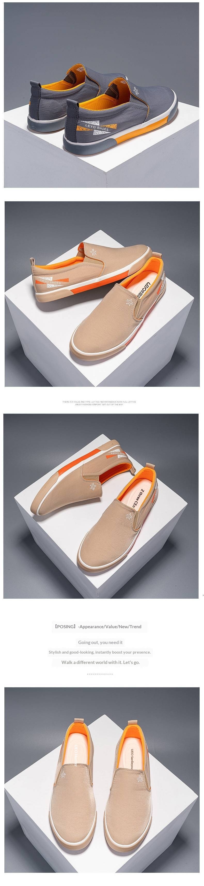 WalkPrime WalkPrime European Style Men's Slip-On Trendy Loafers Korean Version Waterproof Fabric Comfortable Soft Sole Driving Shoes For Men_voghion.com