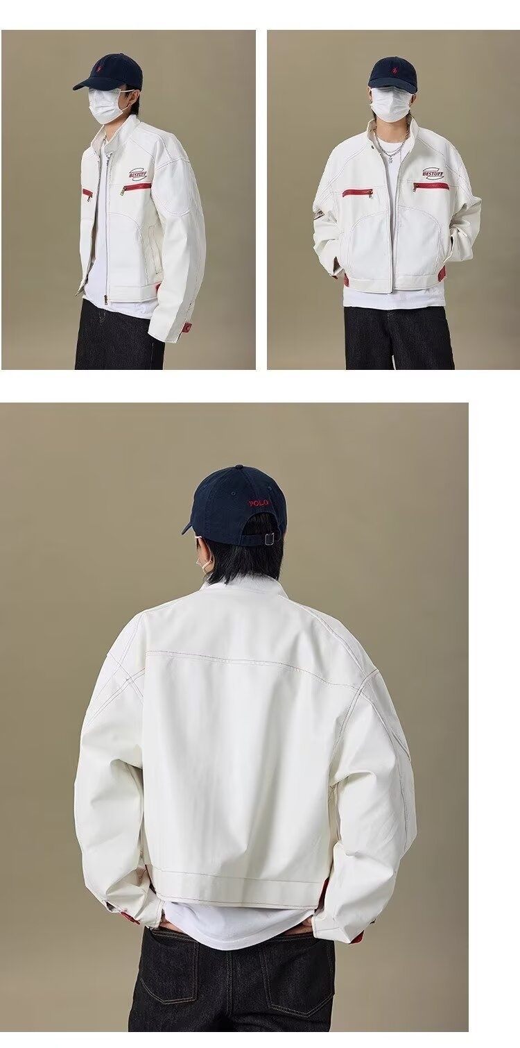 Giacca in pelle da uomo di alta qualità, stile hip hop, stile motociclista, stile corto PU, alla moda, marchio europeo e americano_voghion.com