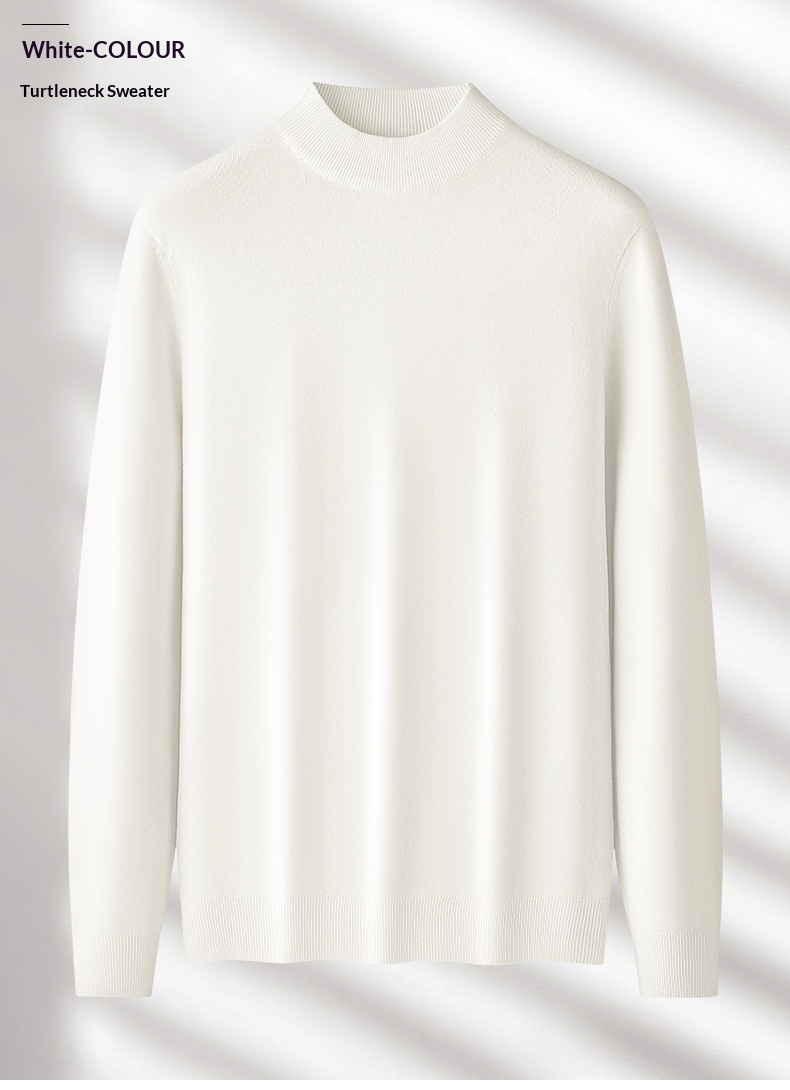 boy Boy Boy Boy Men's Wool Modal Half Turtleneck Sweater With Fleece Lining, Thickened And Warm, Simple Knitted Base Shirt_voghion.com