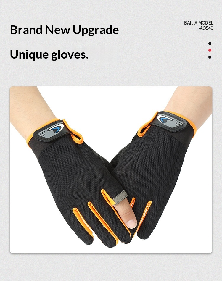 Guanti da ciclismo a due dita, protezione solare, per attività all'aperto, da pesca, da uomo, con mezze dita, antiscivolo, touchscreen, consegna_voghion.com