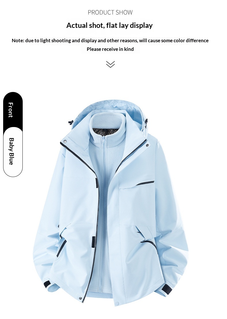 ragazzo Ragazzo Luo Tuo Stesso stile Donna Tre in Uno Escursionismo all'aperto Funzionale Foderato in Pile Idrorepellente Softshell Tre Porte_voghion.com