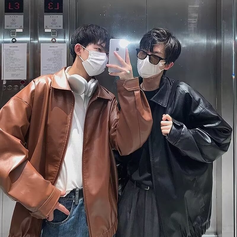 Giacca da aviatore in pelle PU da uomo, alla moda di strada europea e americana, alla moda, comoda e rilassata_voghion.com