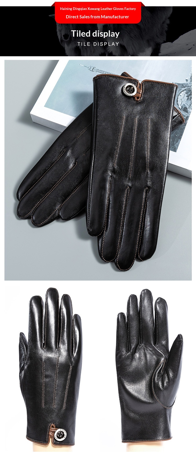 Boy Boy Boy Fashion Genuine Men, fleecegefüttert, dick gefüttert, Touchscreen-fähig, warm für Herbst und Winter, geeignet zum Reiten und Autofahren, Ziegenleder_voghion.com