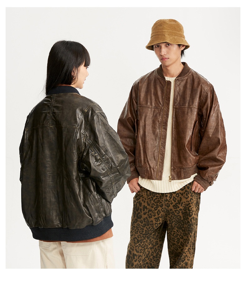 Giacca da motociclista in pelle nera stile retrò americano High Street da ragazzo, stile coppia, cappotto alla moda_voghion.com