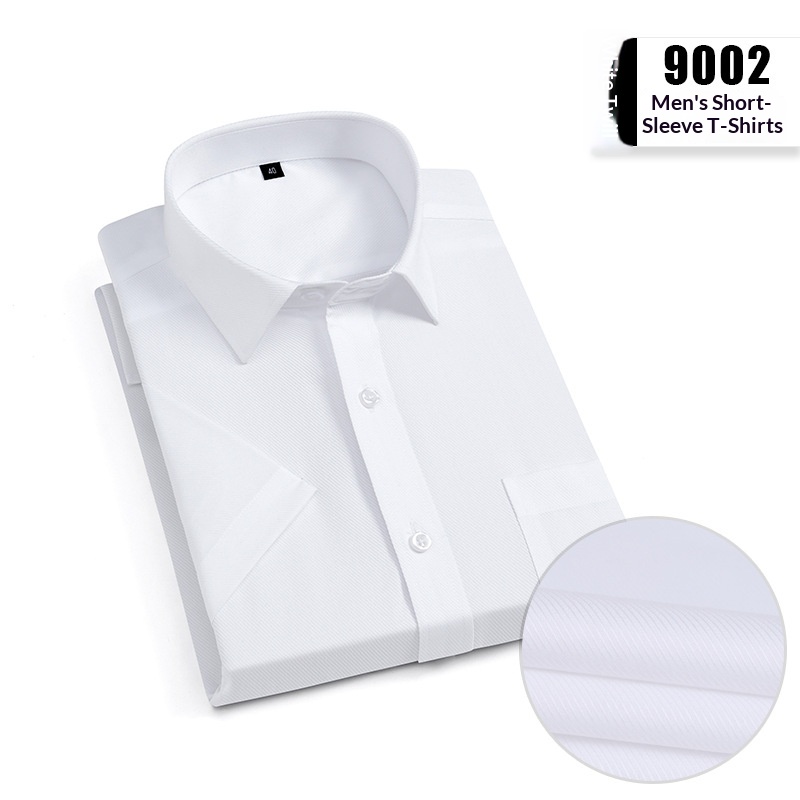 Liquid Ammonia Non-Iron Short Professional Slim Fit White Collar Korean Style High-End Shirt Printed Unisex_voghion.com