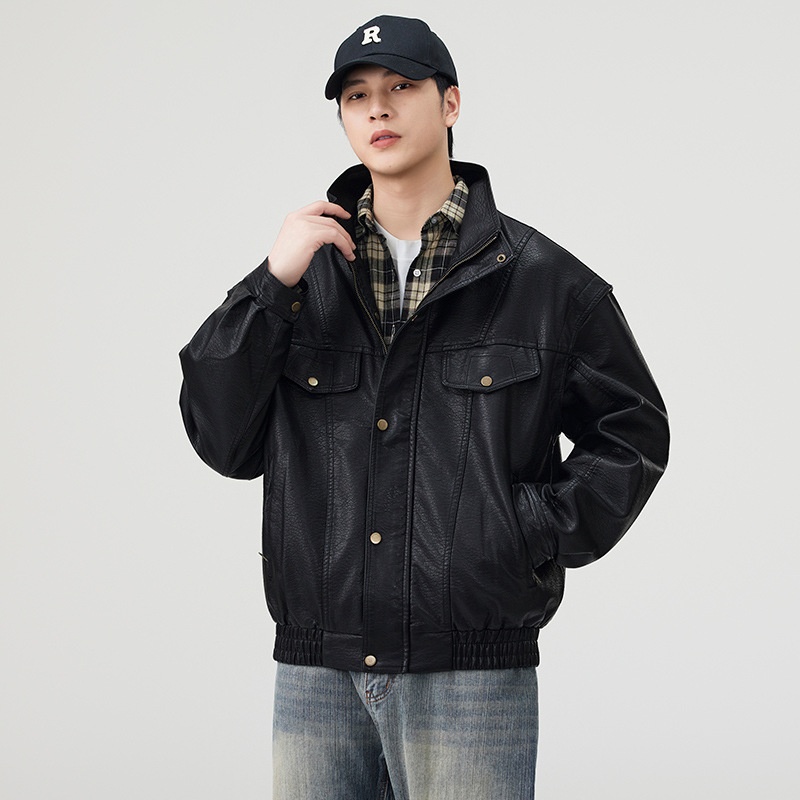 Giacca in pelle PU da pilota alla moda di strada europea e americana da uomo, alla moda, alla moda, in vendita all'ingrosso_voghion.com