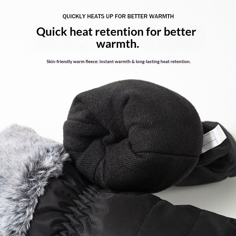 boy Boy Boy Single Board Outdoor Ski For Women Winter Fleece Lined Thickened Waterproof Warm Five-Finger Touchscreen Gloves_voghion.com