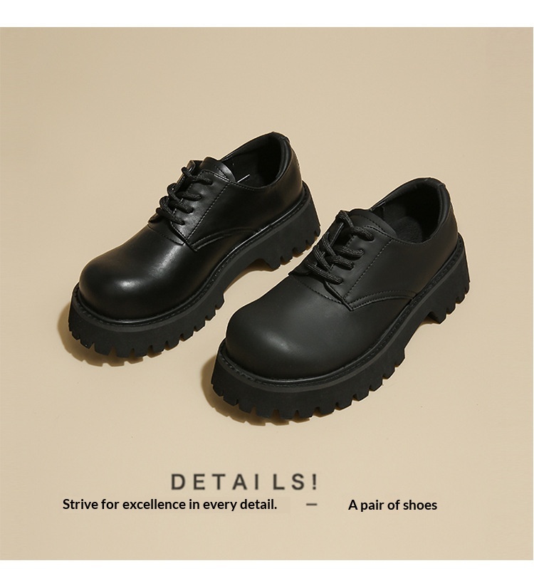 Voyage Voyage Britischer Stil Leder 2025 Frühling Herbst Unisex Runde Zehenpartie Schnürschuhe Retro Derby Loafer Dicke Sohle Bequem_voghion.com