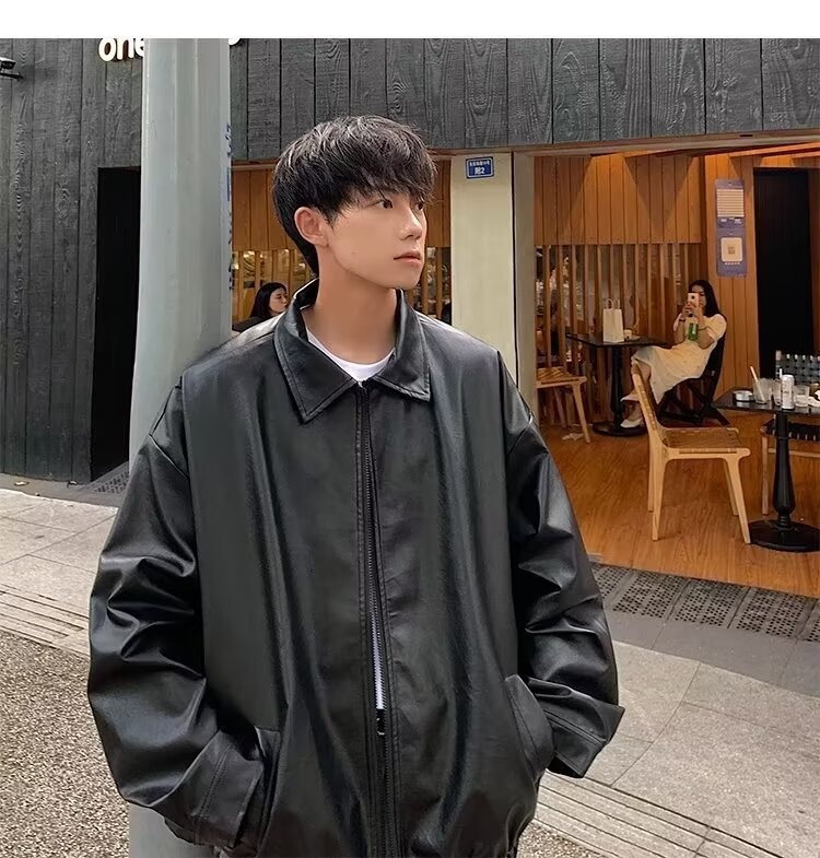 Giacca da aviatore in pelle PU da uomo, alla moda di strada europea e americana, alla moda, comoda e rilassata_voghion.com