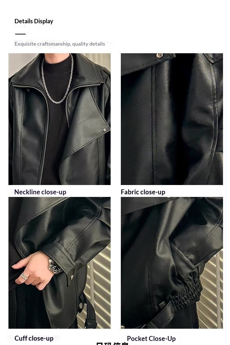 Giacca da motociclista di alta qualità con colletto rovesciato per uomo, stile europeo e americano, moda da strada alla moda, giacca da motociclista, PU coreano_voghion.com