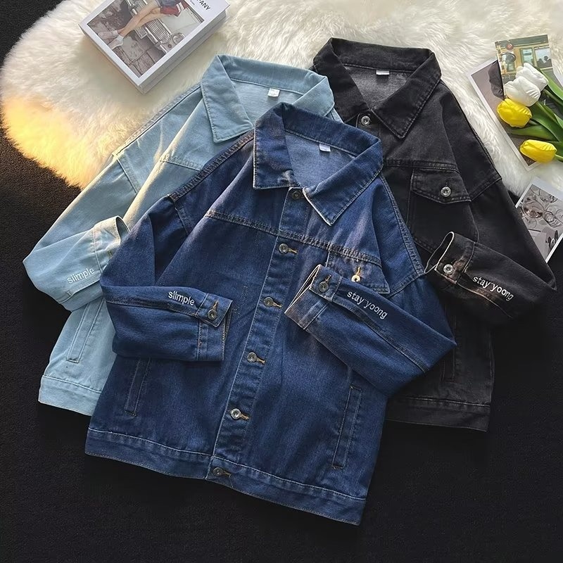ragazzo Nuovo colletto rovesciato giacca in denim resistente a maniche lunghe per uomo stile giapponese marchio alla moda Ins autunno inverno europeo_voghion.com