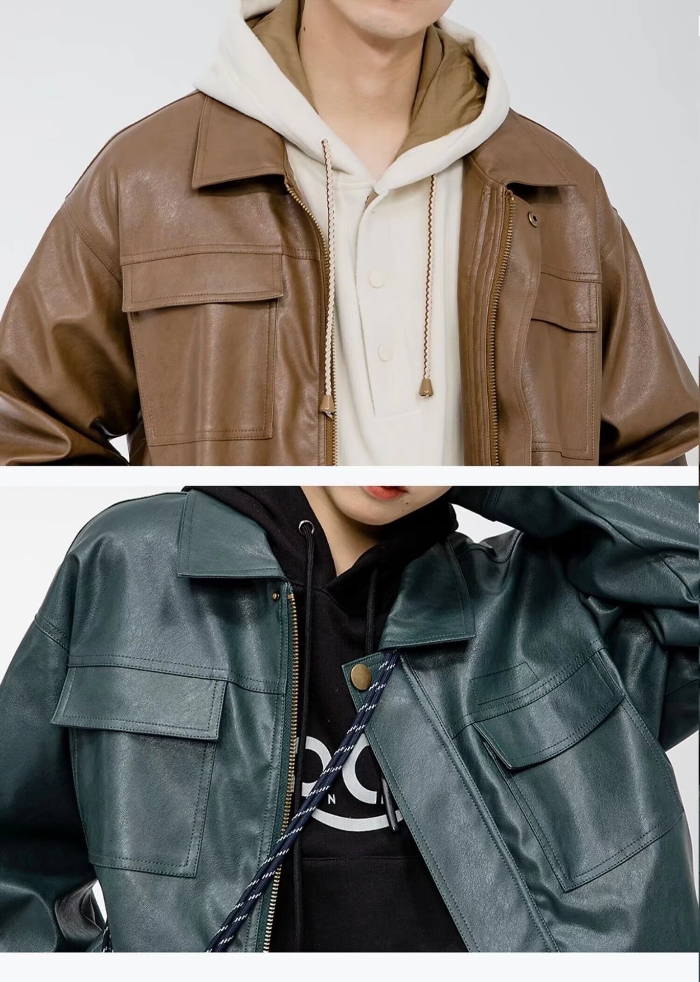 Giacca da motociclista in pelle PU da pilota, stile retrò europeo e americano, da uomo, stile Ins_voghion.com