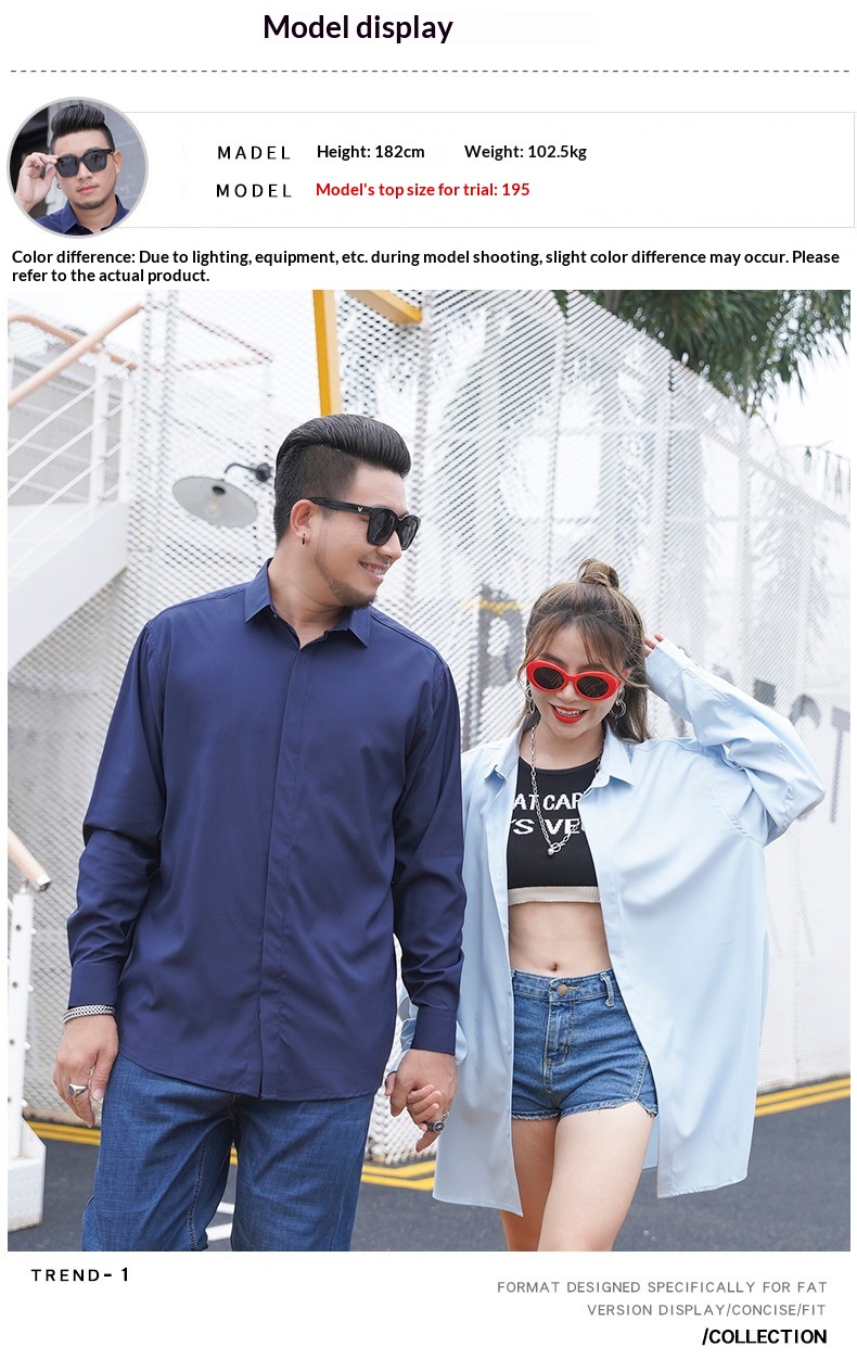 Plus Size Men's Long Sleeve Loose Casual Spring Autumn New Professional Elastic Inch Shirt For Big And Tall Men_voghion.com