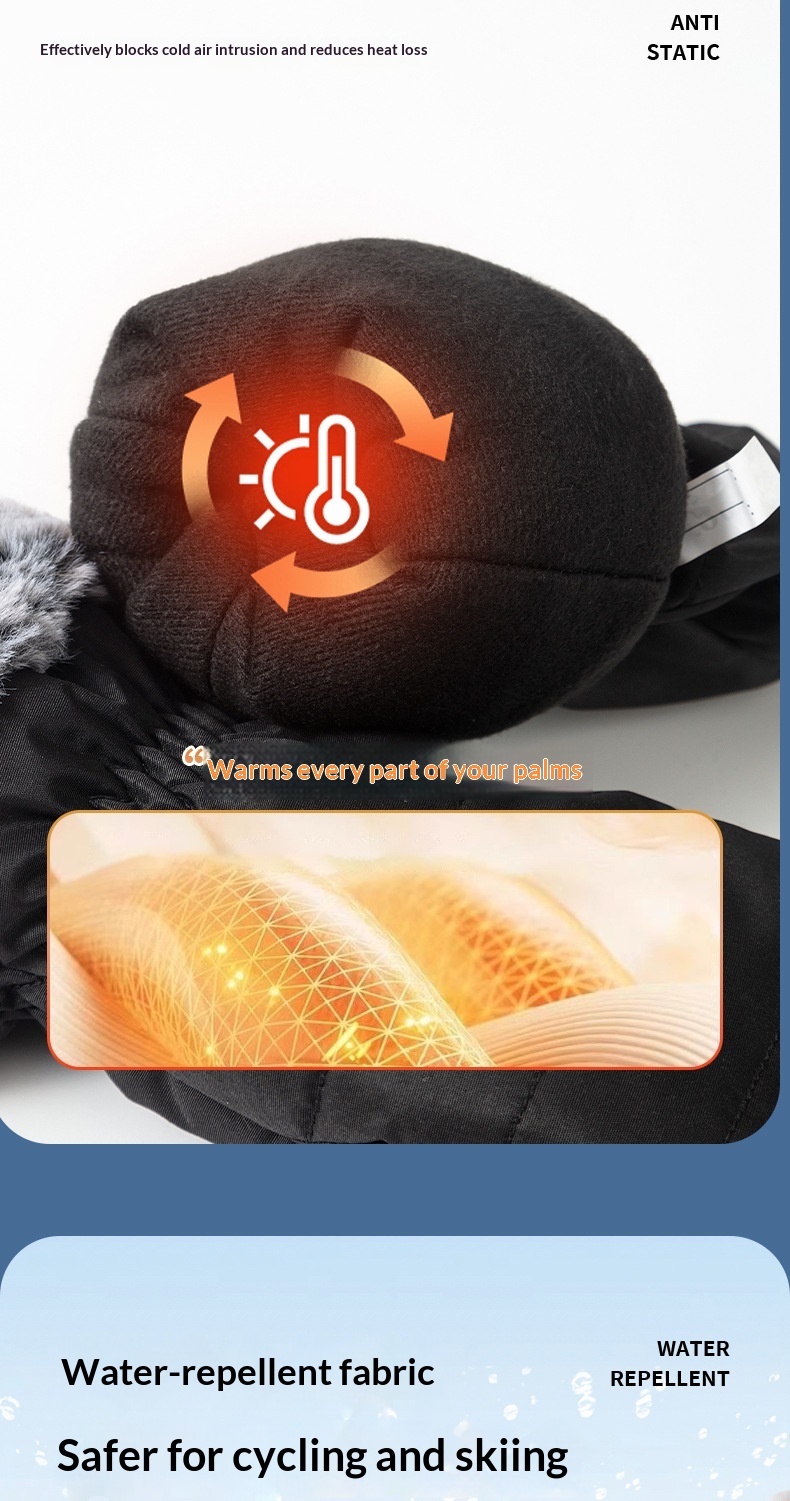 boy Boy Boy Single Board Outdoor Ski For Women Winter Fleece Lined Thickened Waterproof Warm Five-Finger Touchscreen Gloves_voghion.com