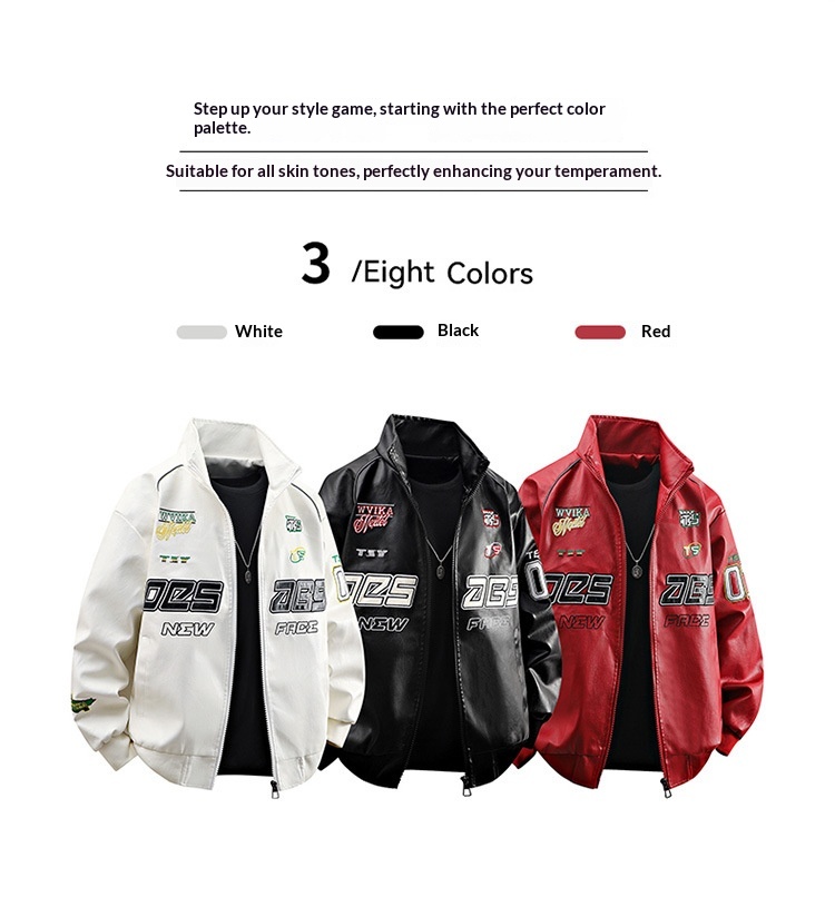 Giacca da motociclista da strada in pelle PU da uomo PU9901, stile retrò hip-hop europeo e americano, pesante_voghion.com