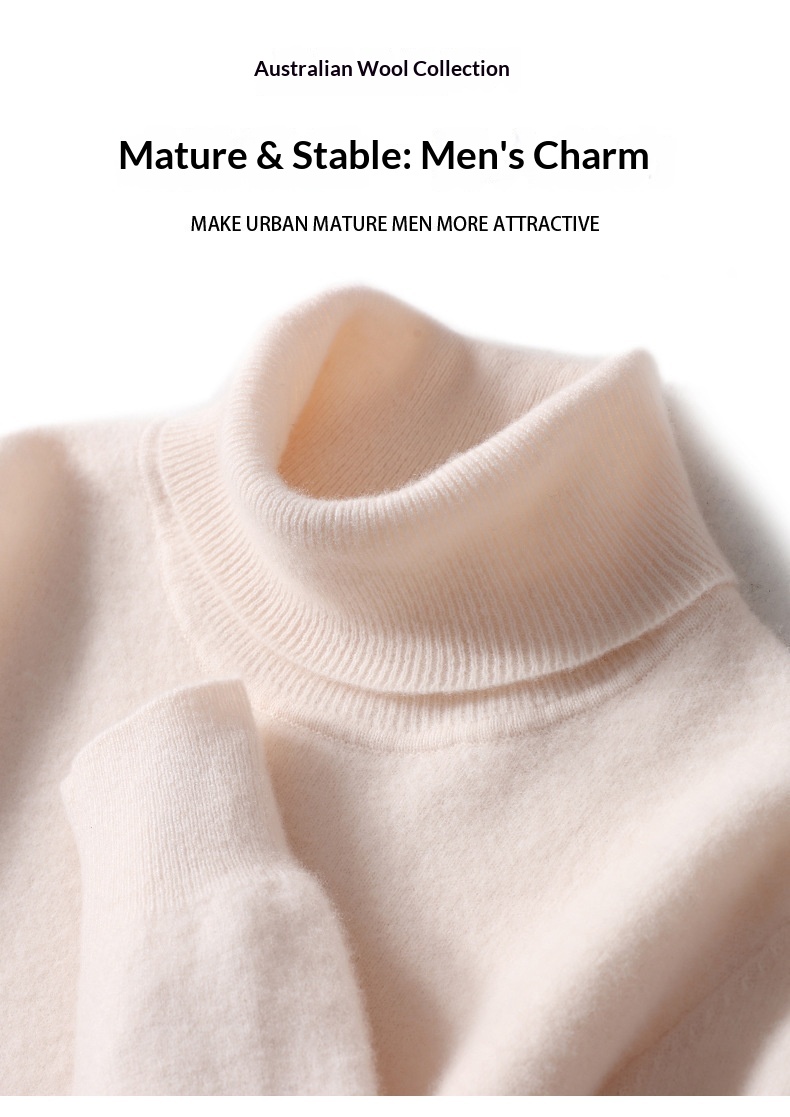 boy Boy Boy New Pure 100% Wool Men's Cashmere Spring Autumn Pullover Versatile Sweater Business Casual Inner Layer Base Shirt_voghion.com