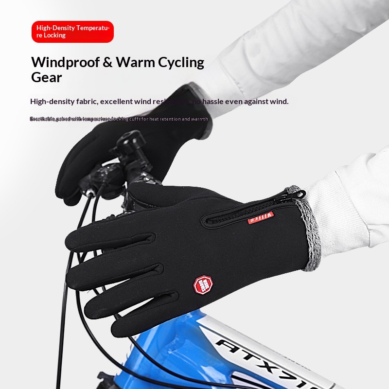 Jungen Outdoor Winddichte Winter Fleecegefütterte Dicke Warme Unisex Sport Fahrradfahren Ski Touchscreen Rutschfest Handschuhe_voghion.com
