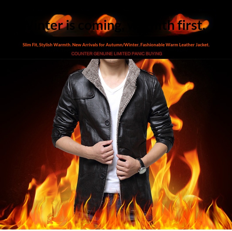 Chaqueta de cuero sintético con forro de piel de oveja cruzada para hombre, talla grande, invierno 2022_voghion.com
