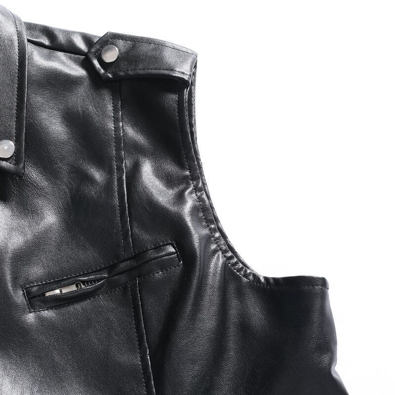 boy 2023 New Men's Motorcycle Jacket European And American Slim Fit Cross-Border PU Leather Vest For Men_voghion.com