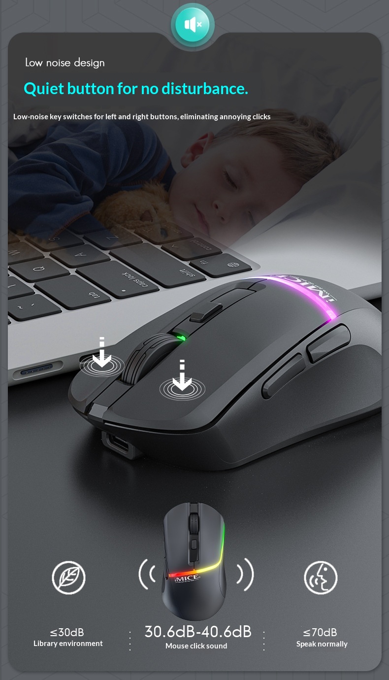Digitex Digitex IMICE Factory Direct Supply Cross-Border Bluetooth Dual-Mode 6 Button RGB Rechargeable Silent Type-C Wireless Gaming_voghion.com