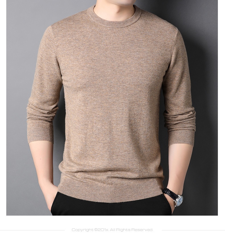 ragazzo Ragazzo Ragazzo Ragazzo Hengyuanxiang Maglione sottile in pura lana al 100% 2023 Autunno Inverno Nuovo girocollo tinta unita Camicia di base Abbigliamento da uomo_voghion.com