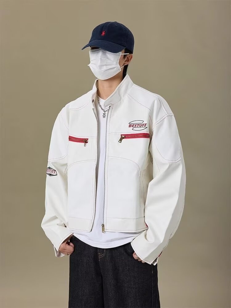 Giacca in pelle da uomo di alta qualità, stile hip hop, stile motociclista, stile corto PU, alla moda, marchio europeo e americano_voghion.com