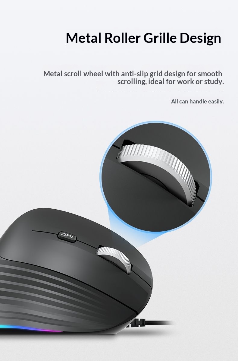 Digitex Digitex ViewSonic MW610 Ter Geçirmez Kaymaz Dikey Ergonomik Işıklı Fare Ofis ve Oyun İçin_voghion.com