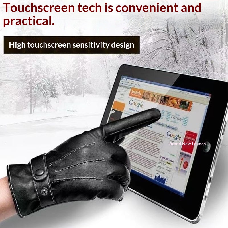 ragazzo Ragazzo Ragazzo Autunno Inverno Spesso Foderato in Pile Touchscreen Uomo, Caldo per Andare a Cavallo, Consegna, Antivento, Impermeabile, Pelle Antiscivolo_voghion.com