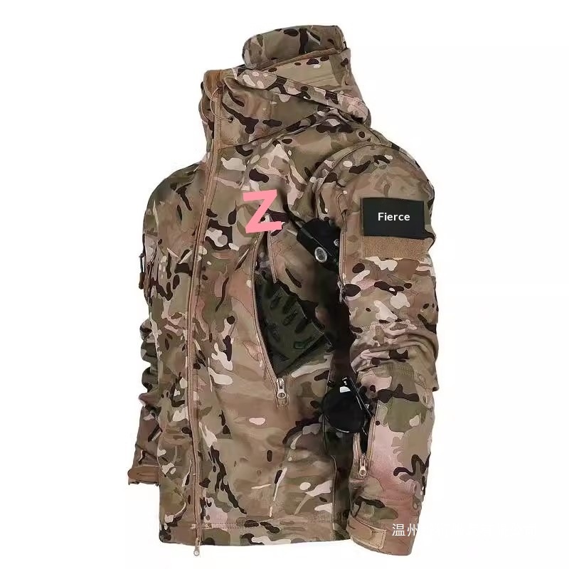 Outdoor-Tarnjacke für Damen und Herren, kältebeständig, 3-in-1, warm, wasserdicht, fleecegefüttert, Softshell für Herbst und Winter_voghion.com